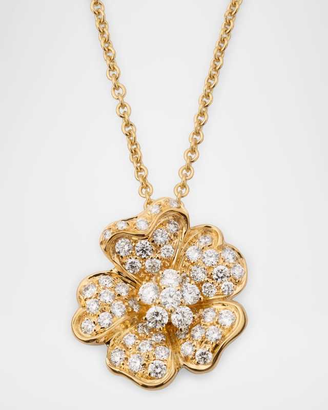 Flora 18K Yellow Gold Diamond Pendant Necklace, 16.5"L